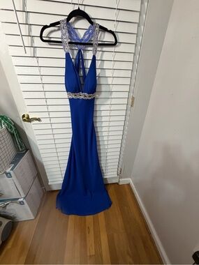 Embellished Royal Blue Evening prom homecoming ball room Gown